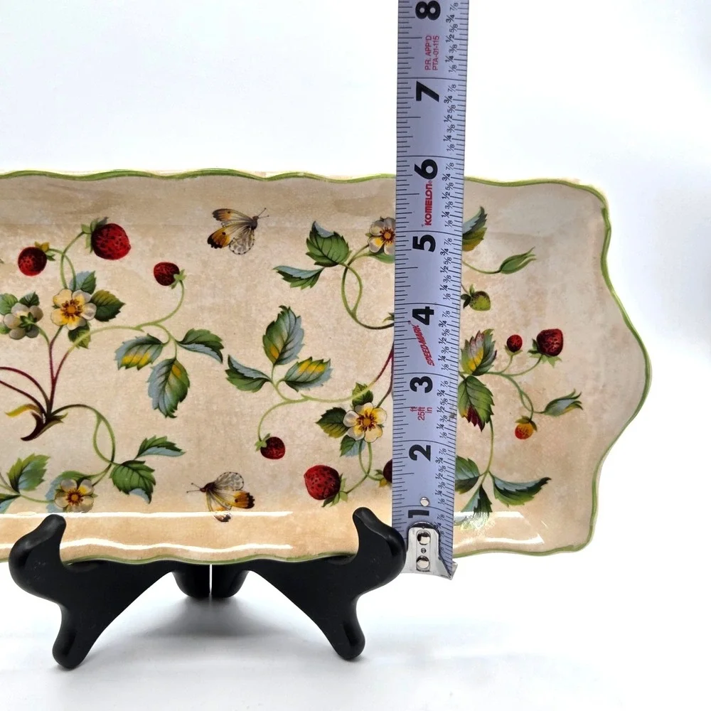 James Kent Old Foley Platter Vanity Tray Strawberry Pattern  England  VINTAGE